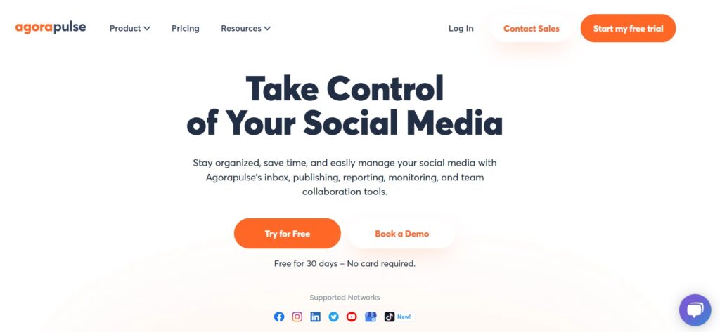 website screenshot from agorapulse social media management tool