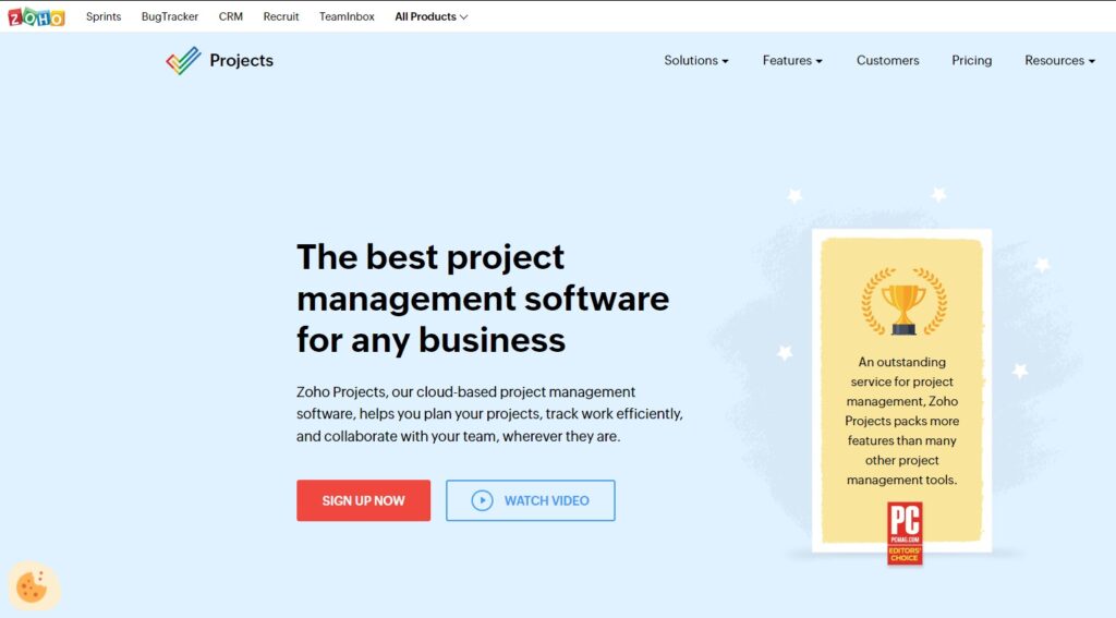 Zoho project management software.