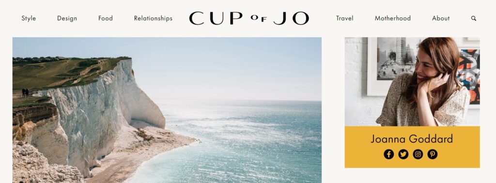 Lifestyle blog for women. Cup of Jo.